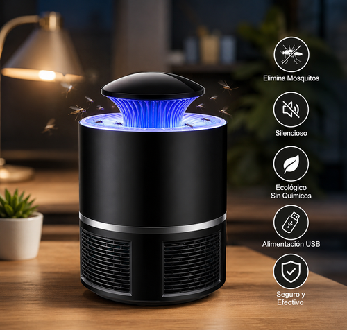 Lámpara UV mata mosquitos 360° con luz azul - imagen generada