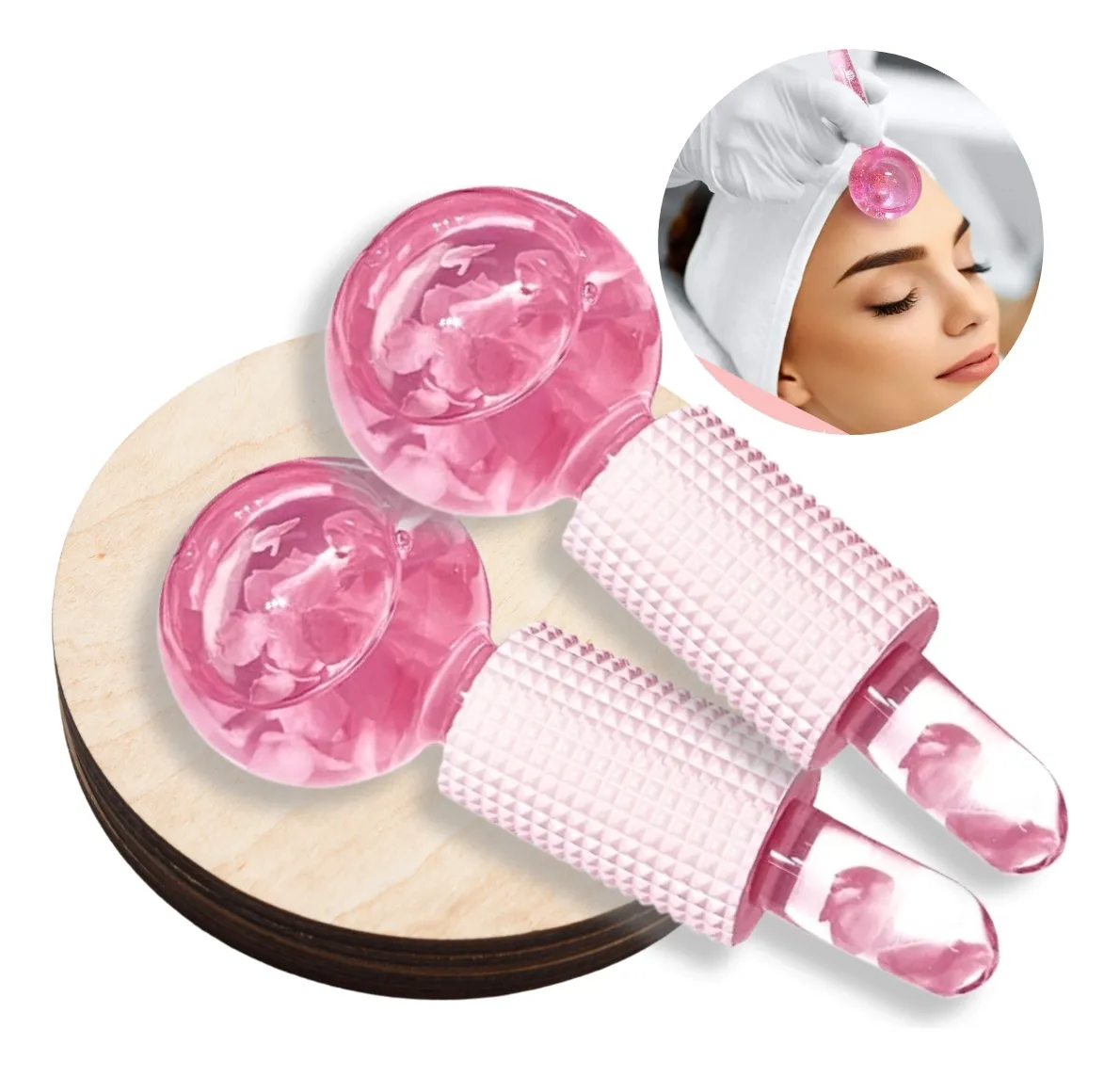 Masajeador facial de cristal frío en su packaging original